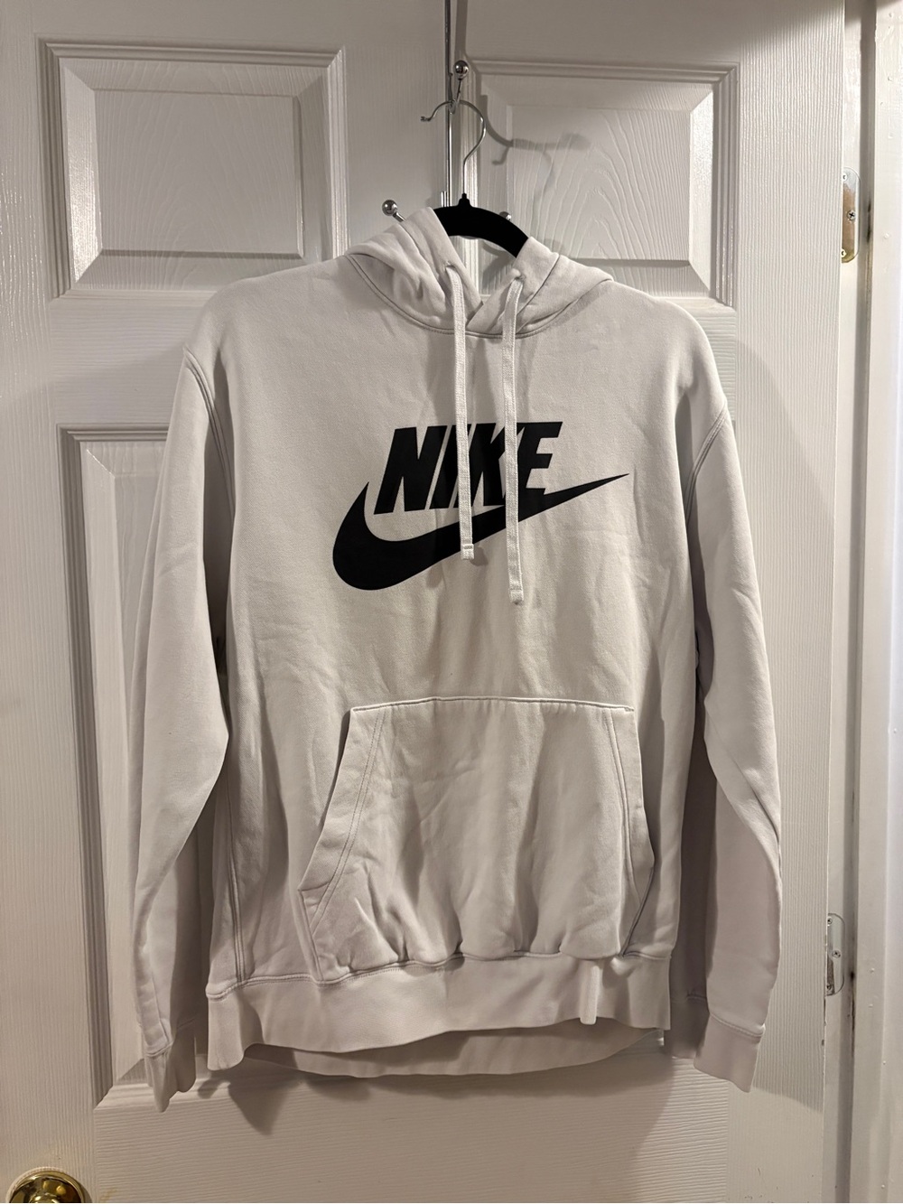 Nike White Pullover Hoodie with Black Swoosh